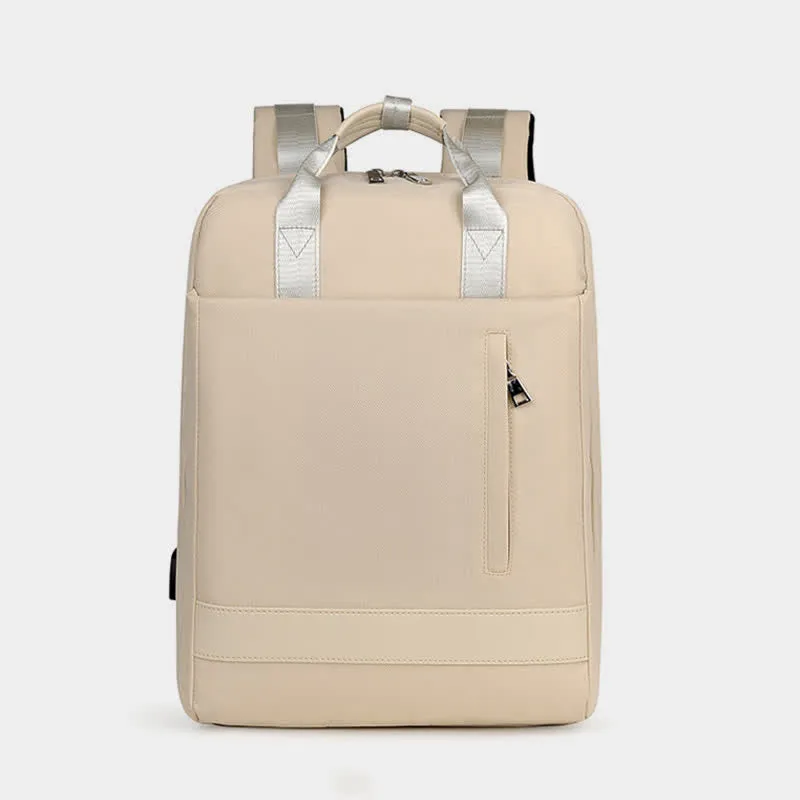 15.6“ Laptop Backpack Multifunctional Patchwork Backpack with USB Charging Port
