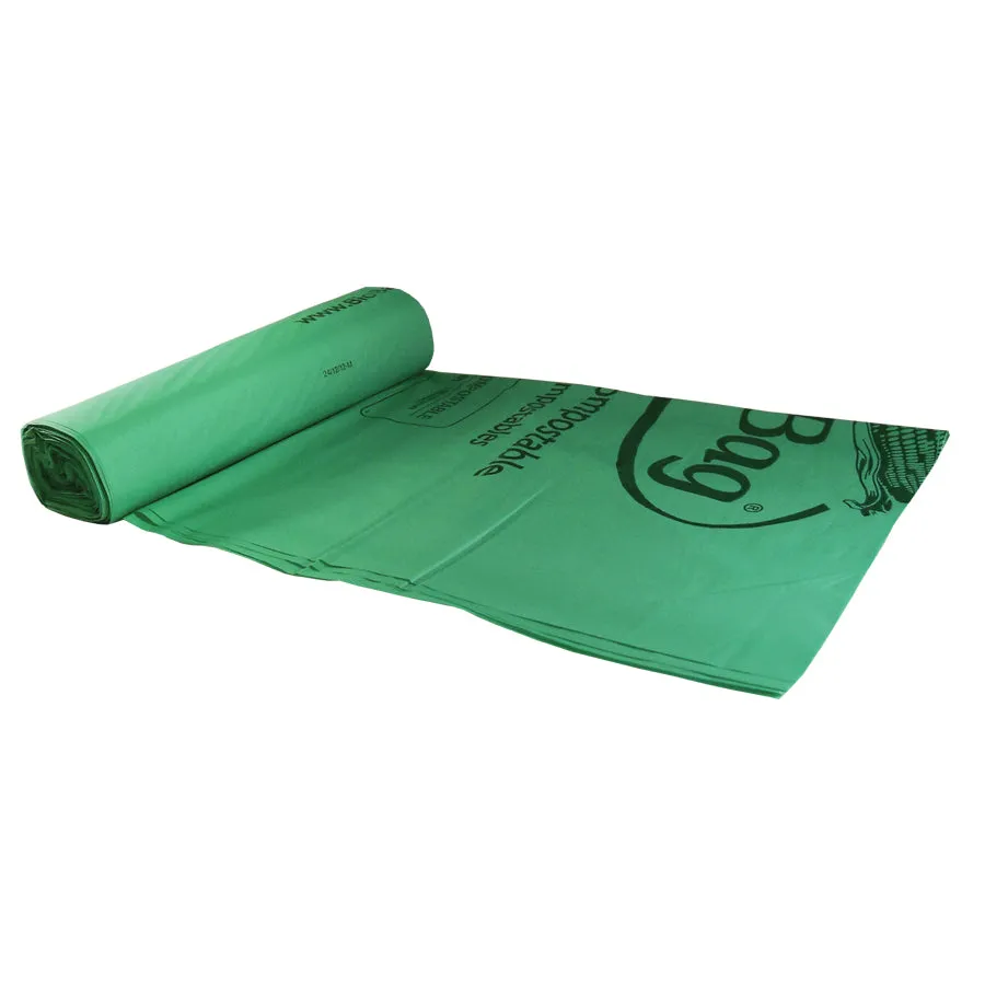 32.5" x 41" x 1 mil 33 Gallon Green Compostable Plastic Lawn, Leaf, And Garden Waste Bags (60 Bags, 5 Bags/Box, 12 Boxes/Case)