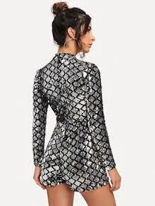 Allover Sequin Zip Back Romper