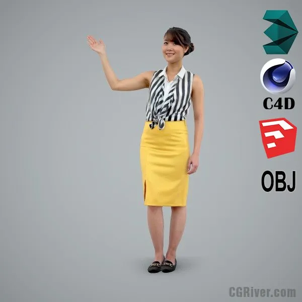Asian Woman / Business Casual - BWom0100-HD2-O01P01-S - Ready-Posed 3D Human Model / Female Character (Still)