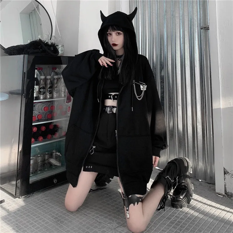 Black hooded jacket YC24449