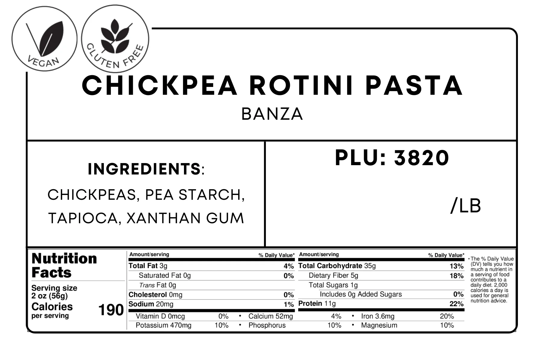 Chickpea Rotini Pasta