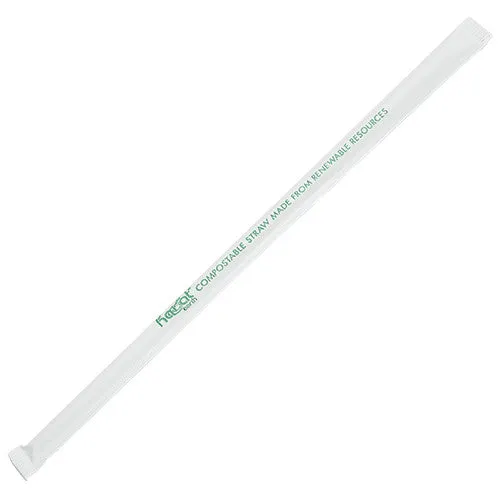 Eco-Friendly 9.5" Jumbo PLA Straws (5mm) Paper Wrapped - Clear - 4,800 ct