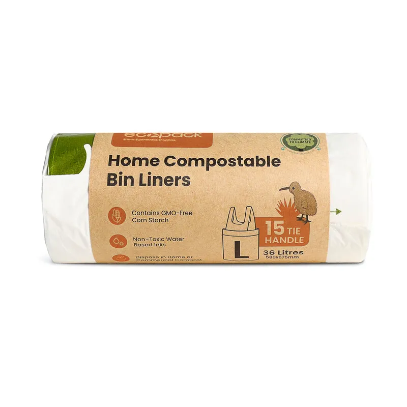 Ecopack 36L Large Compostable Bin Liners (1 Roll/15 Bags)