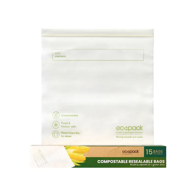 Ecopack Compostable Resealable Storage Bags (1 Box/15 Bags)