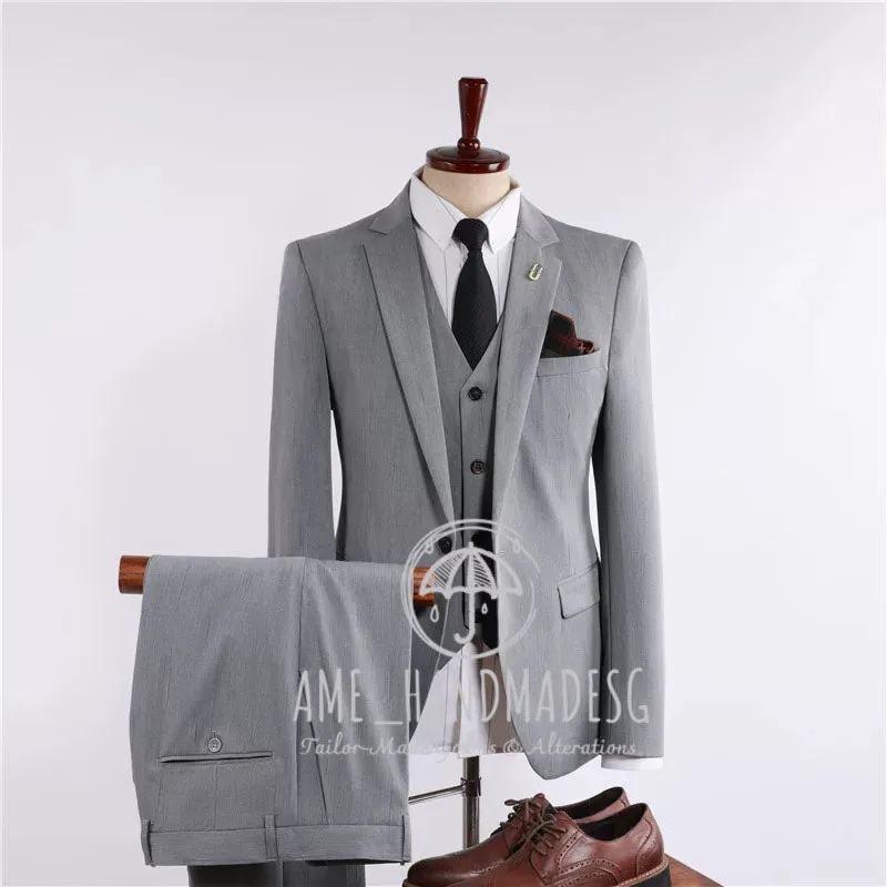 FANHOMME suits men's British business casual shooting star striped suit three-piece suit groom wedding dress