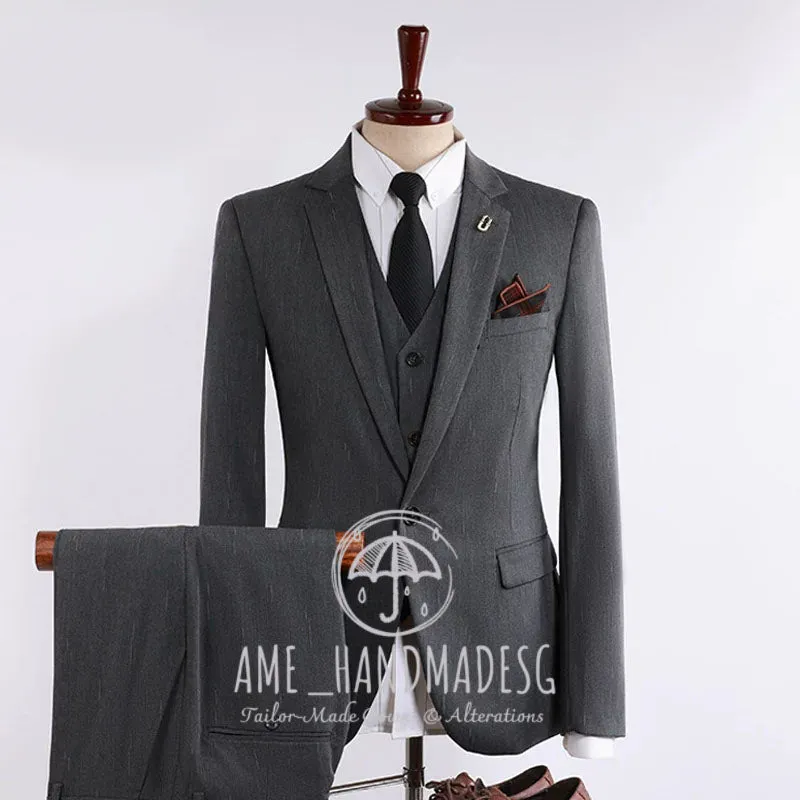 FANHOMME suits men's British business casual shooting star striped suit three-piece suit groom wedding dress
