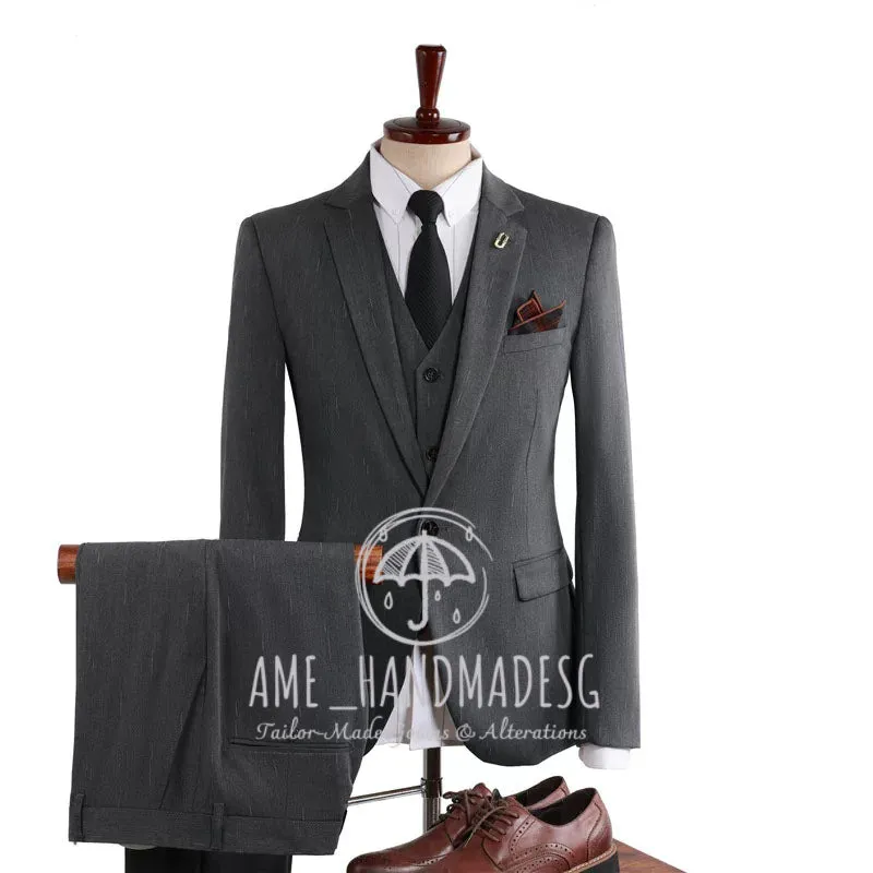 FANHOMME suits men's British business casual shooting star striped suit three-piece suit groom wedding dress