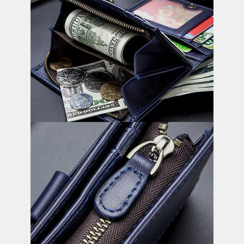 Genuine Leather Vintage Card Holder Money Clip Wallet