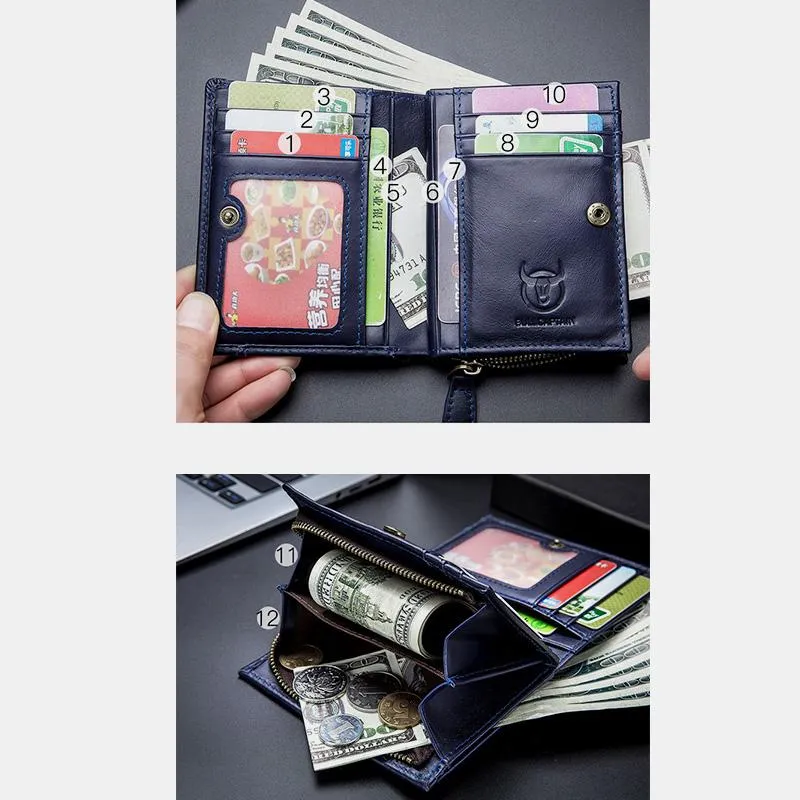 Genuine Leather Vintage Card Holder Money Clip Wallet