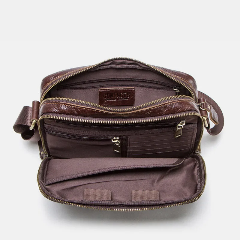 Genuine Leather Large Capacity Multi-Pocket Crossbody Bag