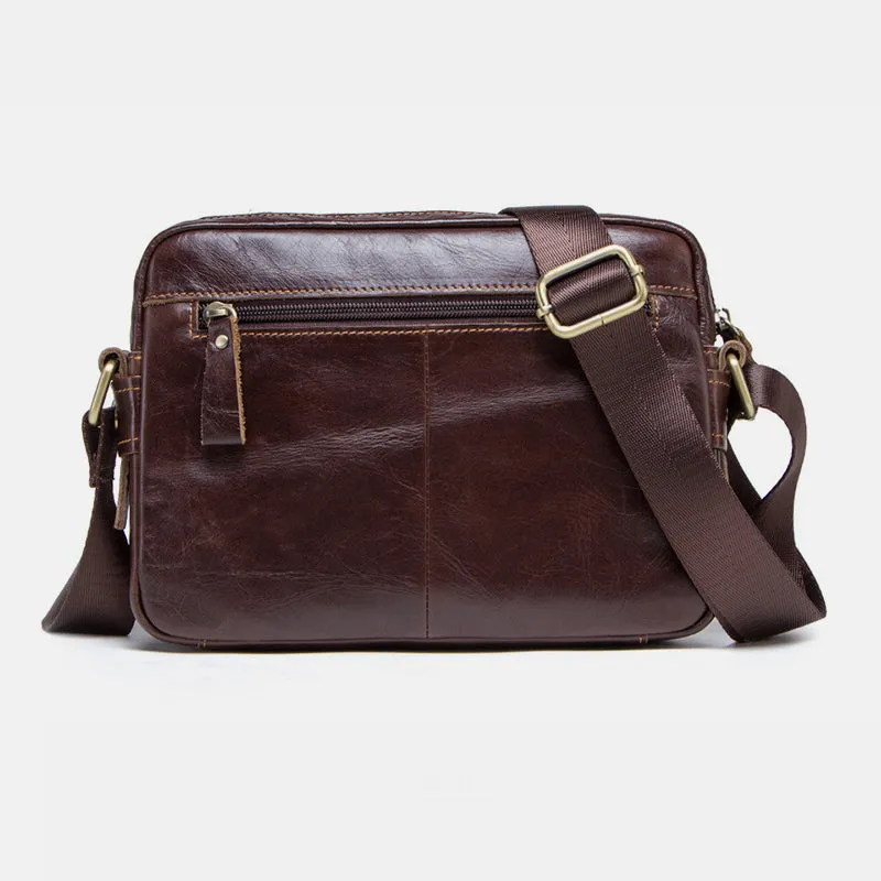 Genuine Leather Large Capacity Multi-Pocket Crossbody Bag