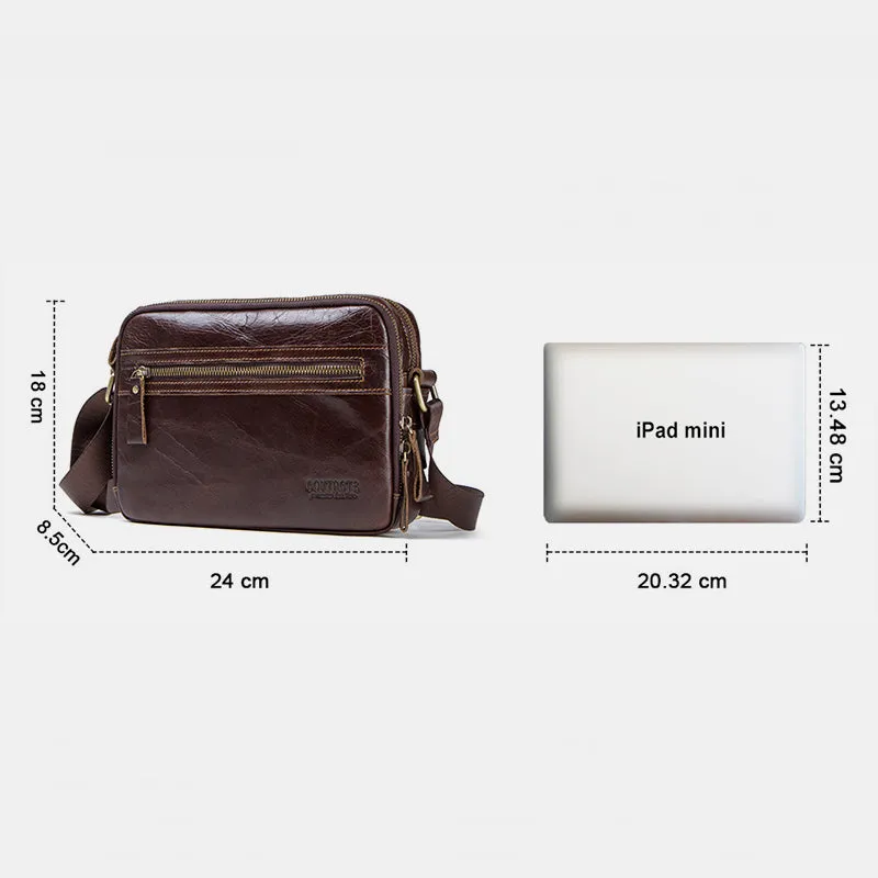 Genuine Leather Large Capacity Multi-Pocket Crossbody Bag