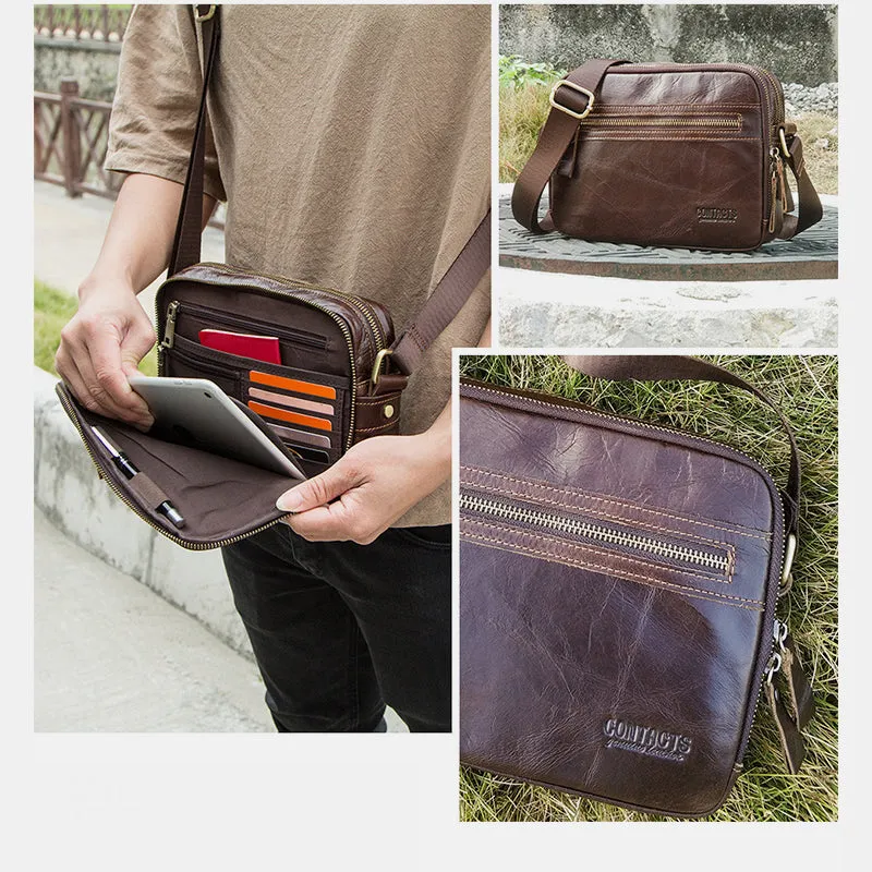 Genuine Leather Large Capacity Multi-Pocket Crossbody Bag