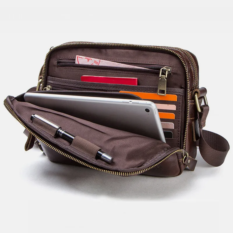 Genuine Leather Large Capacity Multi-Pocket Crossbody Bag