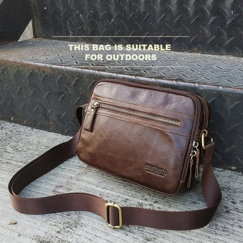 Genuine Leather Large Capacity Multi-Pocket Crossbody Bag