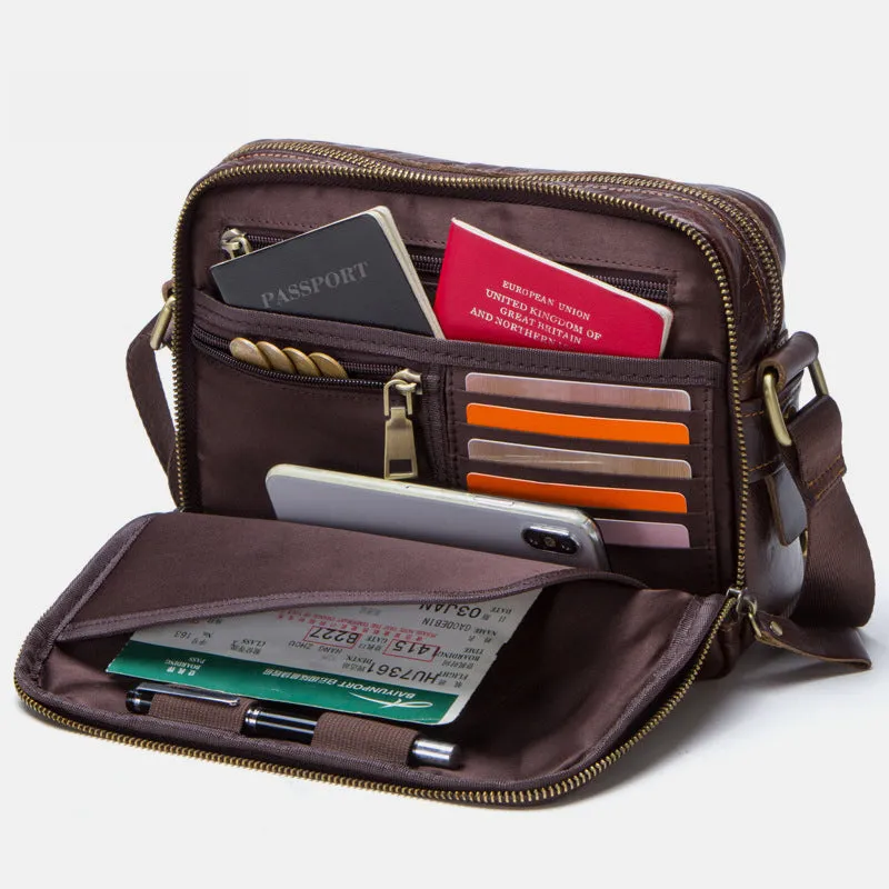 Genuine Leather Large Capacity Multi-Pocket Crossbody Bag