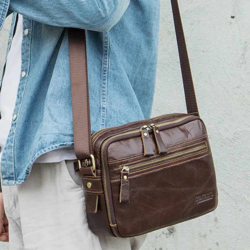 Genuine Leather Large Capacity Multi-Pocket Crossbody Bag