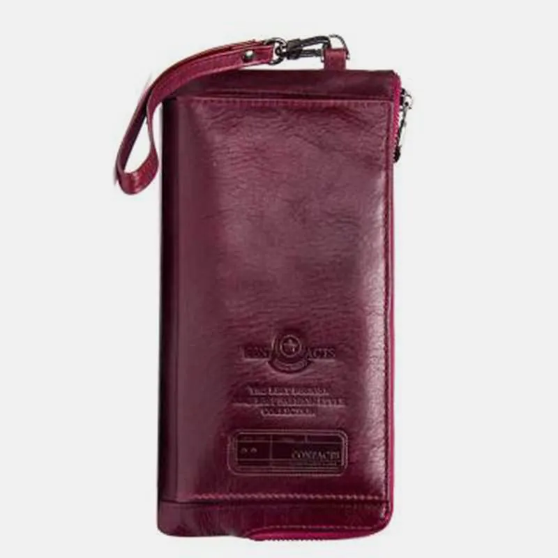 Genuine Leather Multifunction RFID Wristlet Wallet