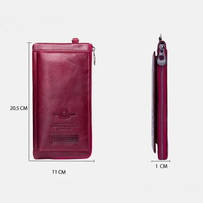 Genuine Leather Multifunction RFID Wristlet Wallet
