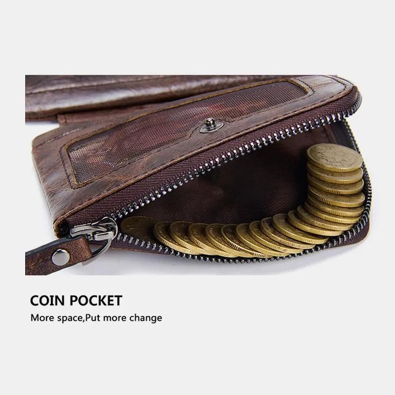 High Capacity Vintage Leather Trifold Wallet