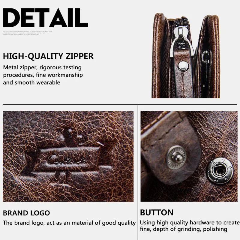 High Capacity Vintage Leather Trifold Wallet