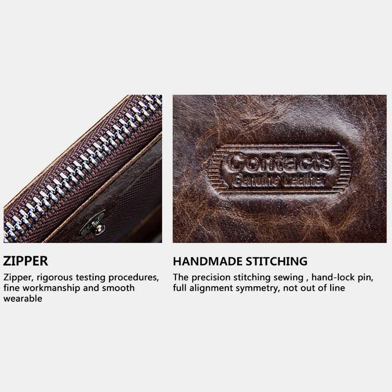 High Capacity Vintage Leather Trifold Wallet