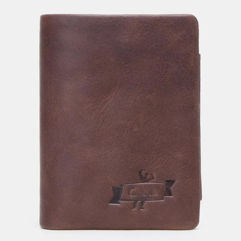 High Capacity Vintage Leather Trifold Wallet