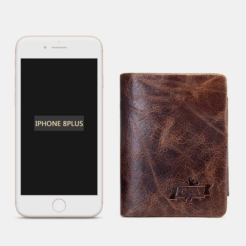 High Capacity Vintage Leather Trifold Wallet