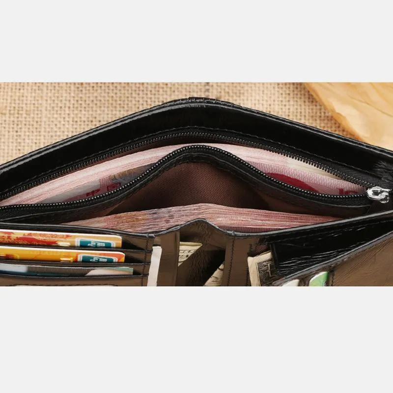 High Capacity Vintage Leather Trifold Wallet