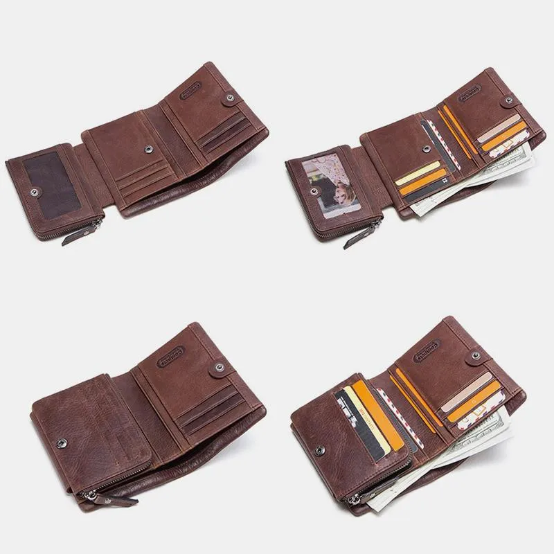 High Capacity Vintage Leather Trifold Wallet