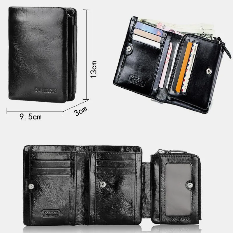 High Capacity Vintage Leather Trifold Wallet