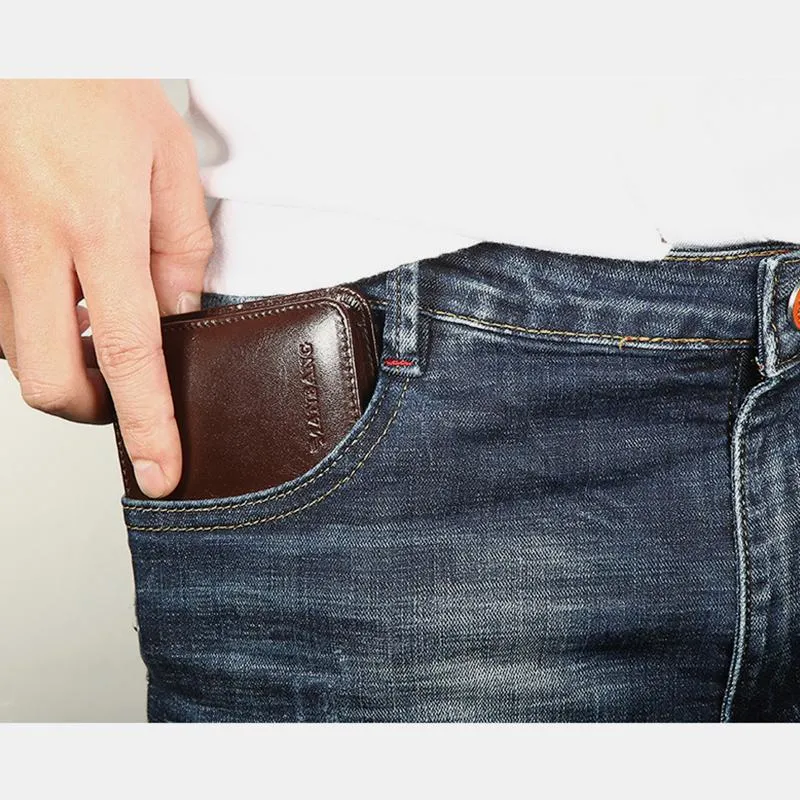 Large Capacity Trifold Genuine Leather Wallet