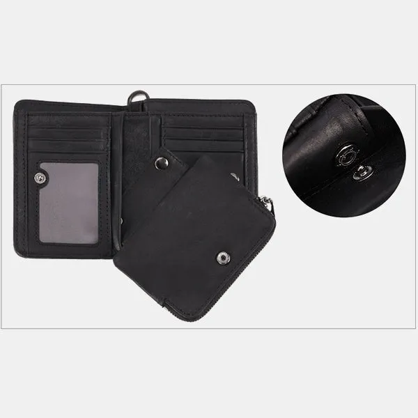 Men's Rfid Bifold Genuine Leather Wallet Zipper Purse