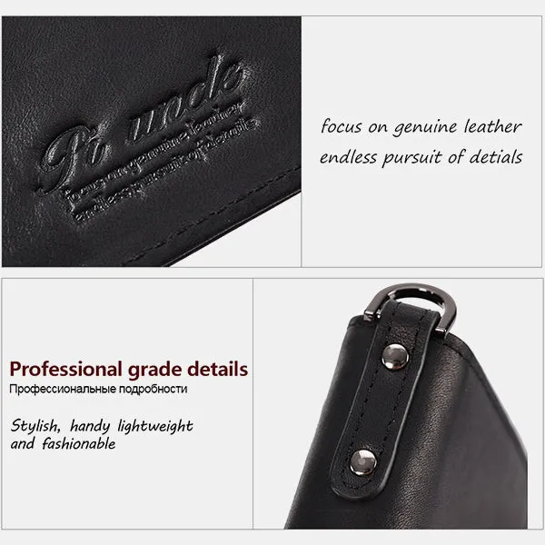 Men's Rfid Bifold Genuine Leather Wallet Zipper Purse