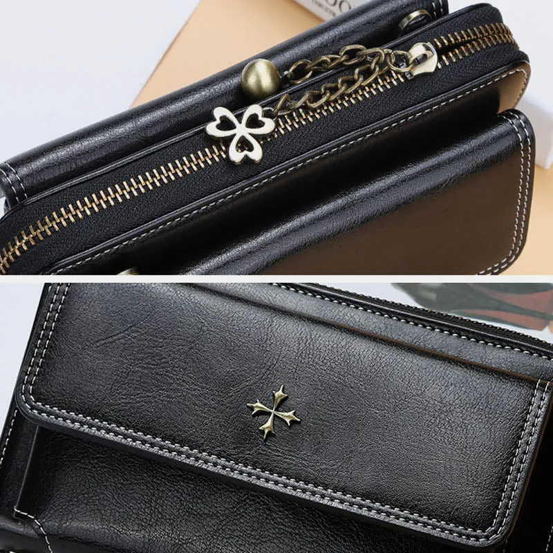 Multi-Compartment Large Capacity Vintage Crossbody Phone Purse