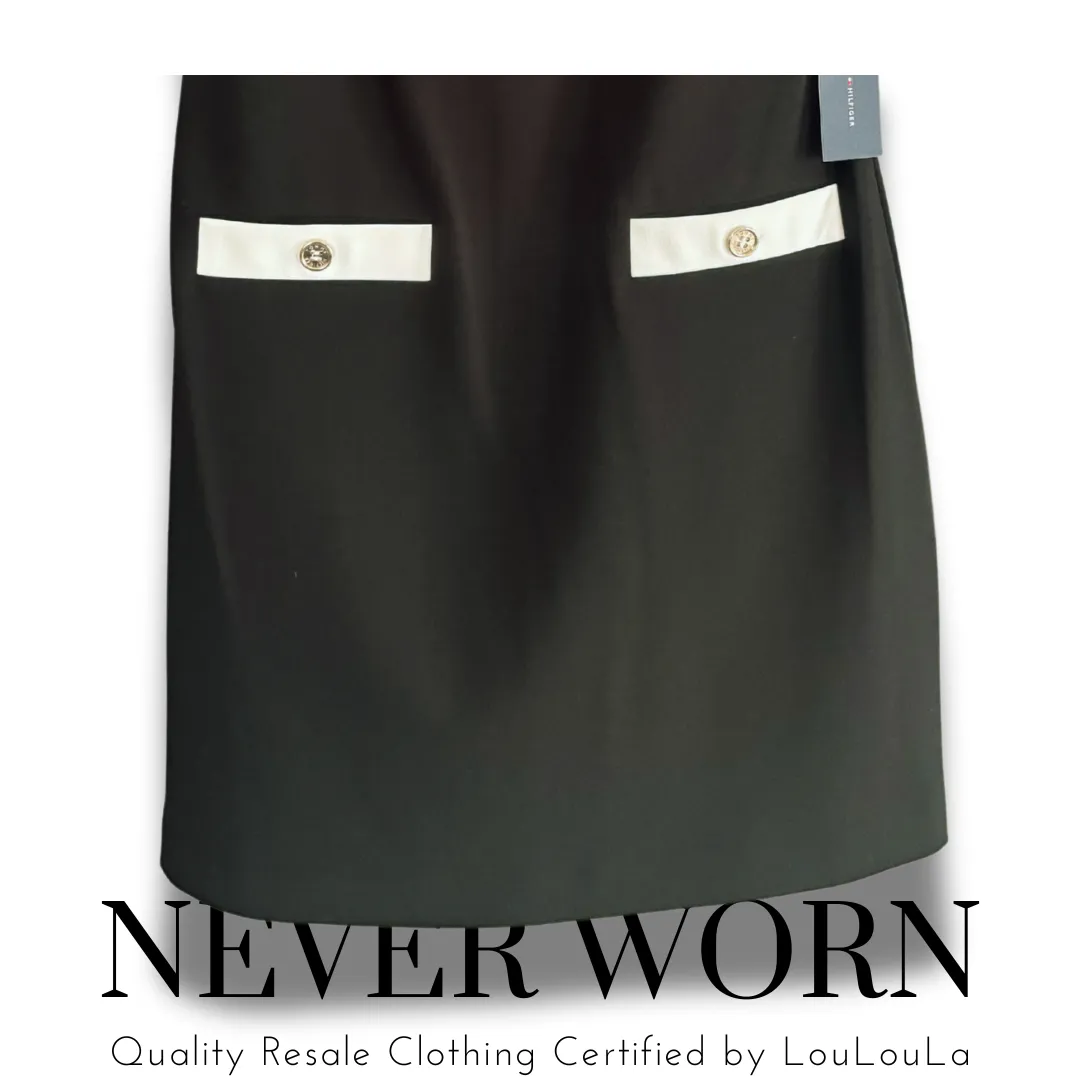 Quality Resale from LouLouMae | Tommy Hilfiger |Black Work Dress with Gold Button Detail | Size 6