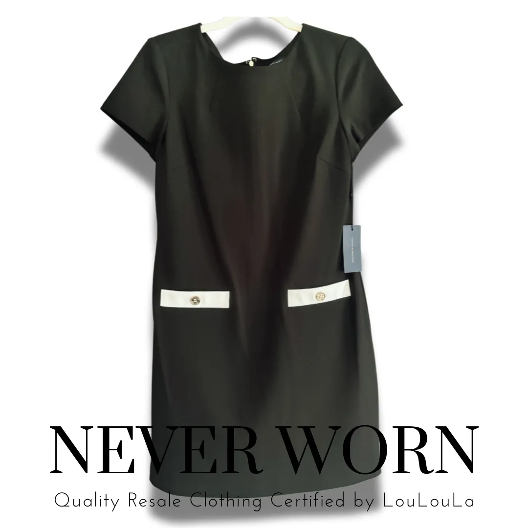 Quality Resale from LouLouMae | Tommy Hilfiger |Black Work Dress with Gold Button Detail | Size 6