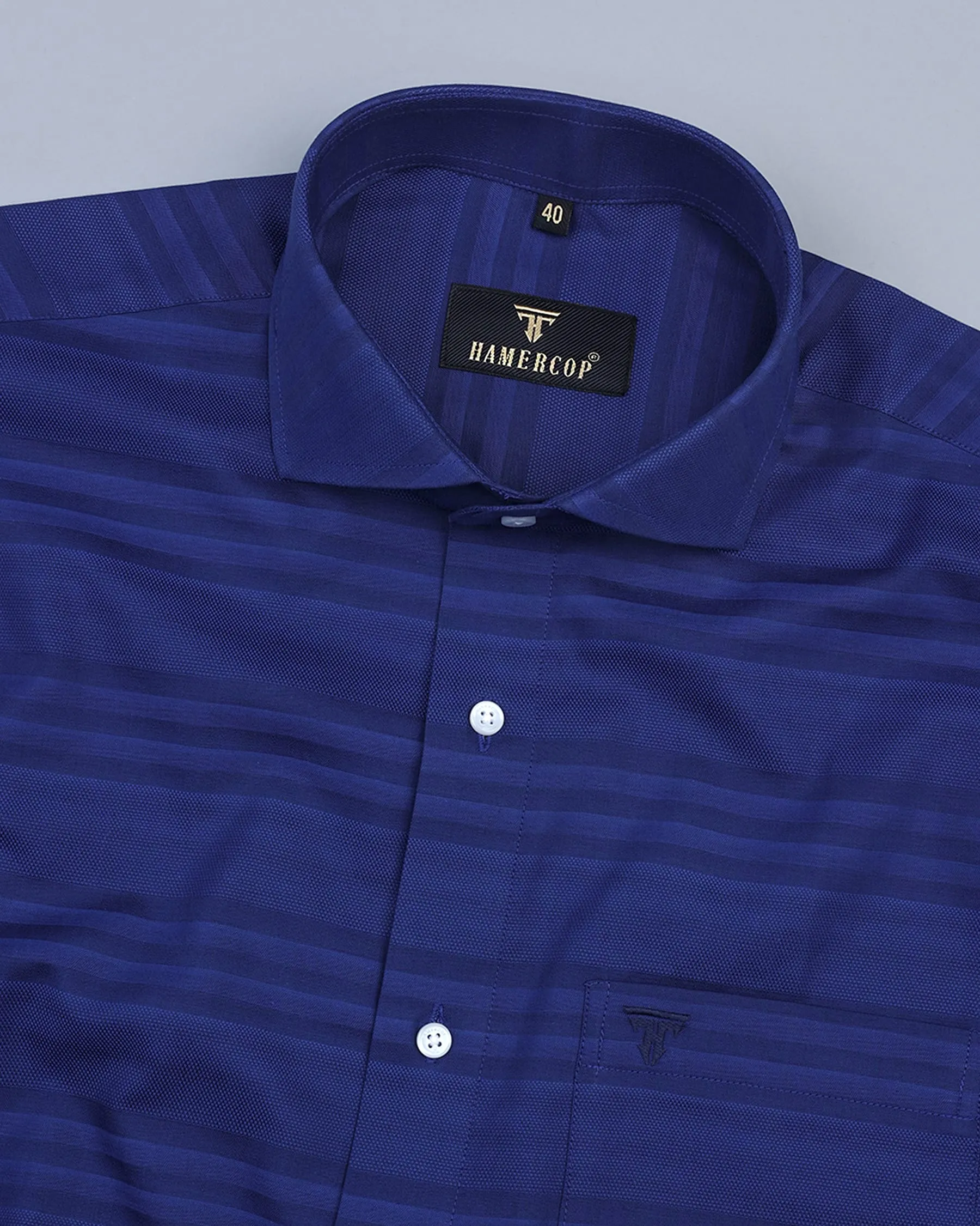 Radiant Blue Dobby Weft Stripe Premium Gizza Shirt