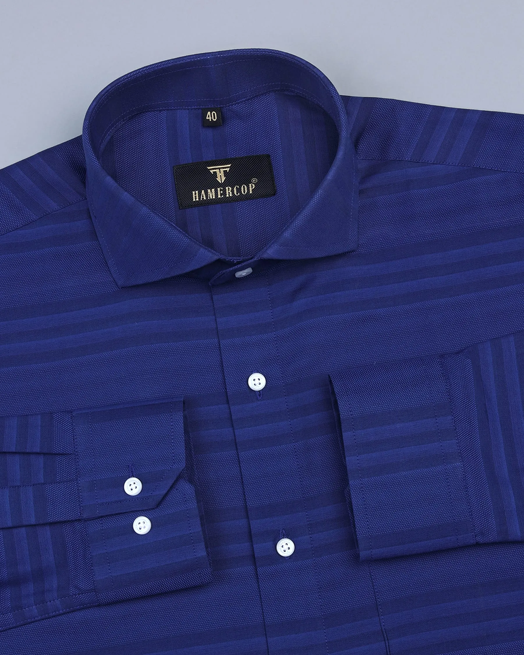 Radiant Blue Dobby Weft Stripe Premium Gizza Shirt