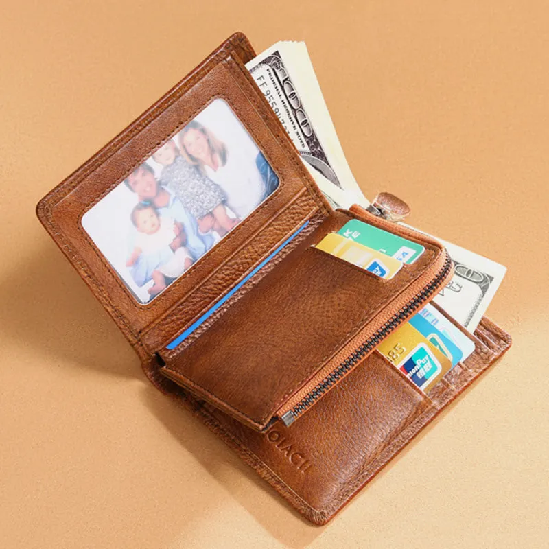 RFID Anti-Theft Leather Retro Wallet