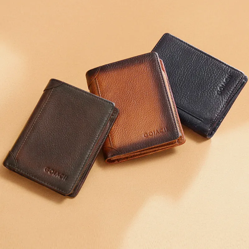 RFID Anti-Theft Leather Retro Wallet