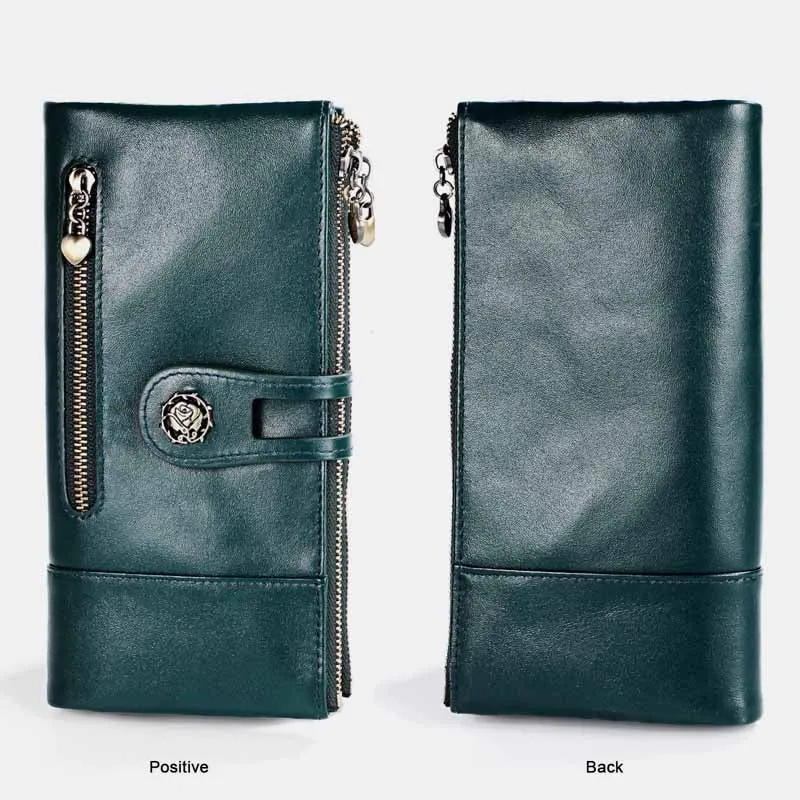 RFID Blocking Large Capacity Genuine Leather Vintage Wallet