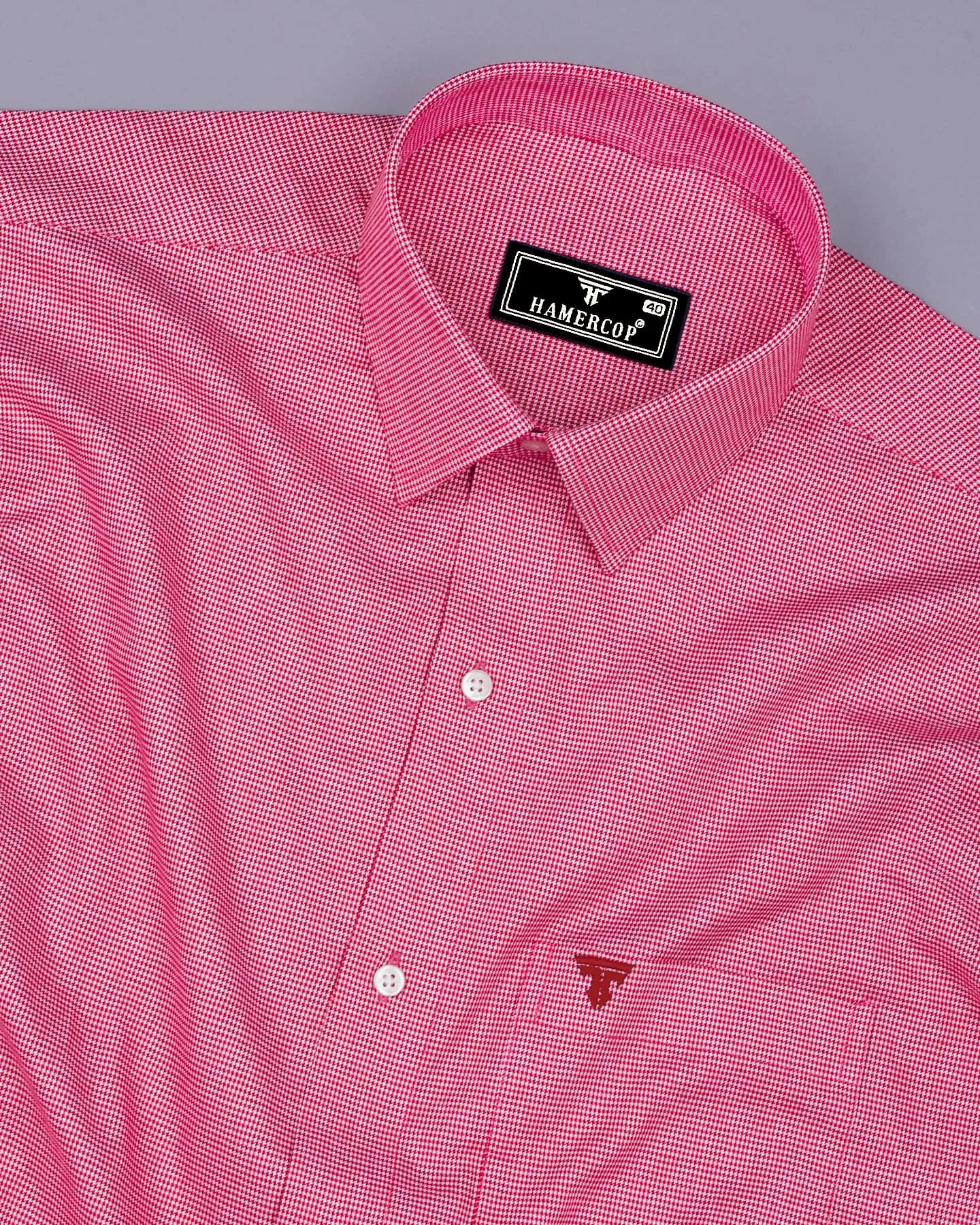 Tropsin Red Houndstooth Dobby Check Premium Giza Shirt