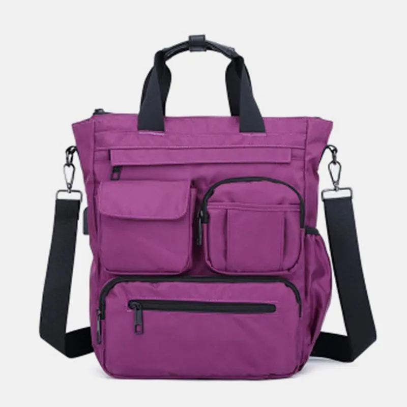 Usb Charging Multi-Pocket Handbag Crossbody Bag
