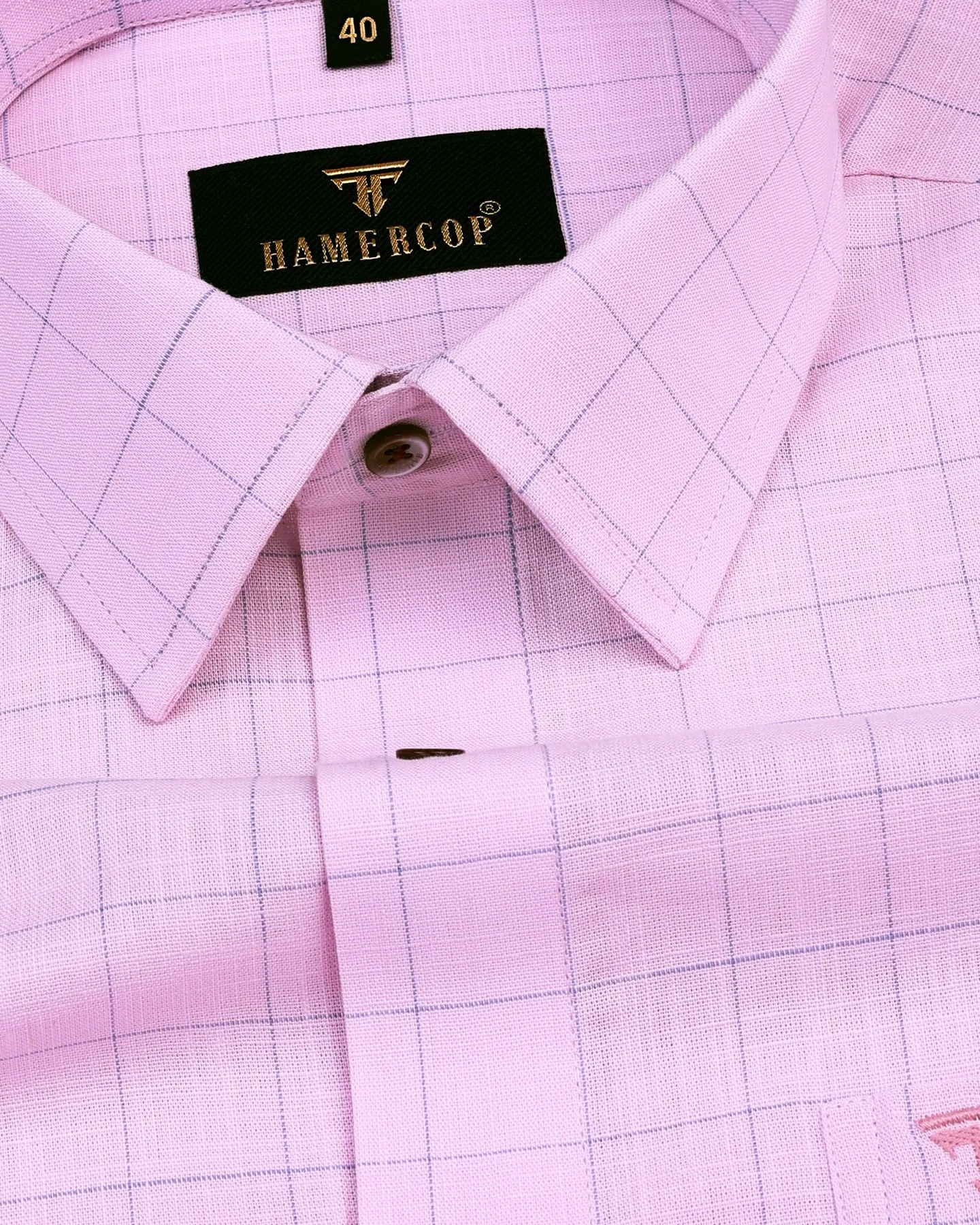 Venom Pink Formal Check Linen Cotton Shirt
